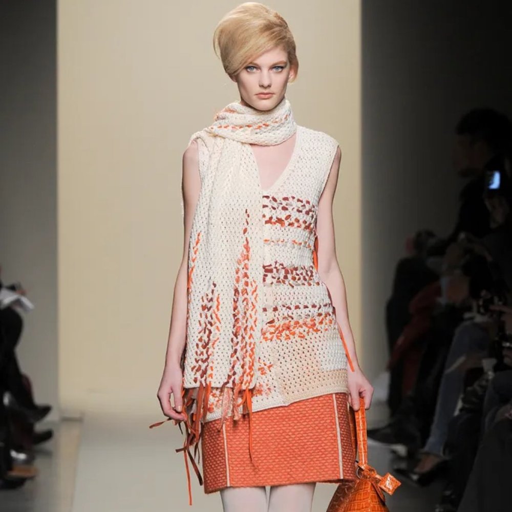 Bottega Veneta Crochet Knit Wool Scarf